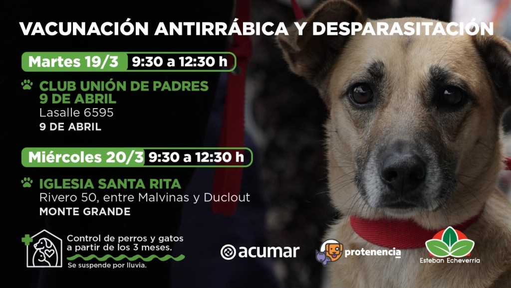 Vacunación Antirrábica y Desparasitación en Monte Grande